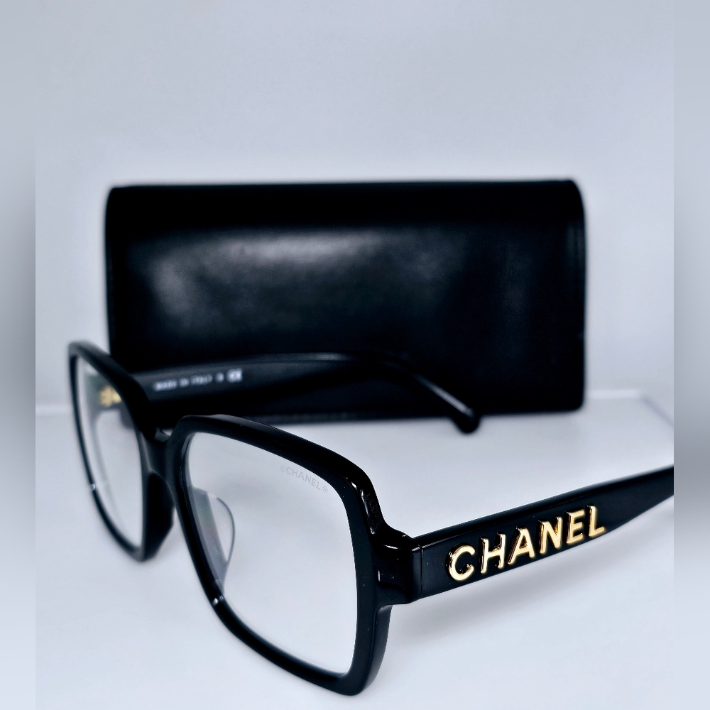 CHANEL Black Eyeglasses with Gold Logo - Picture 13 of 16